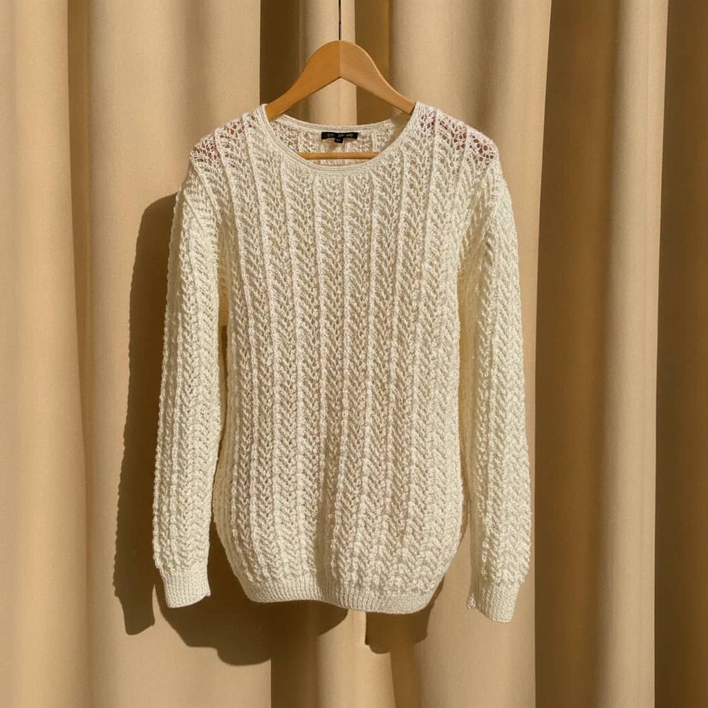 ANTICIPO PRIMAVERA 2026 - Sweater en fino hilo sedificado, trama lisa y delicado calado